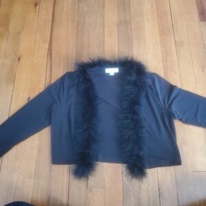 Calvin Klein Cardigan With Feather Trim